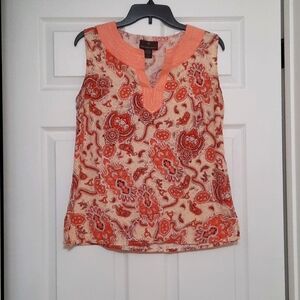 Fenn Wright Manson Large Yellow Orange Sleeveless Blouse